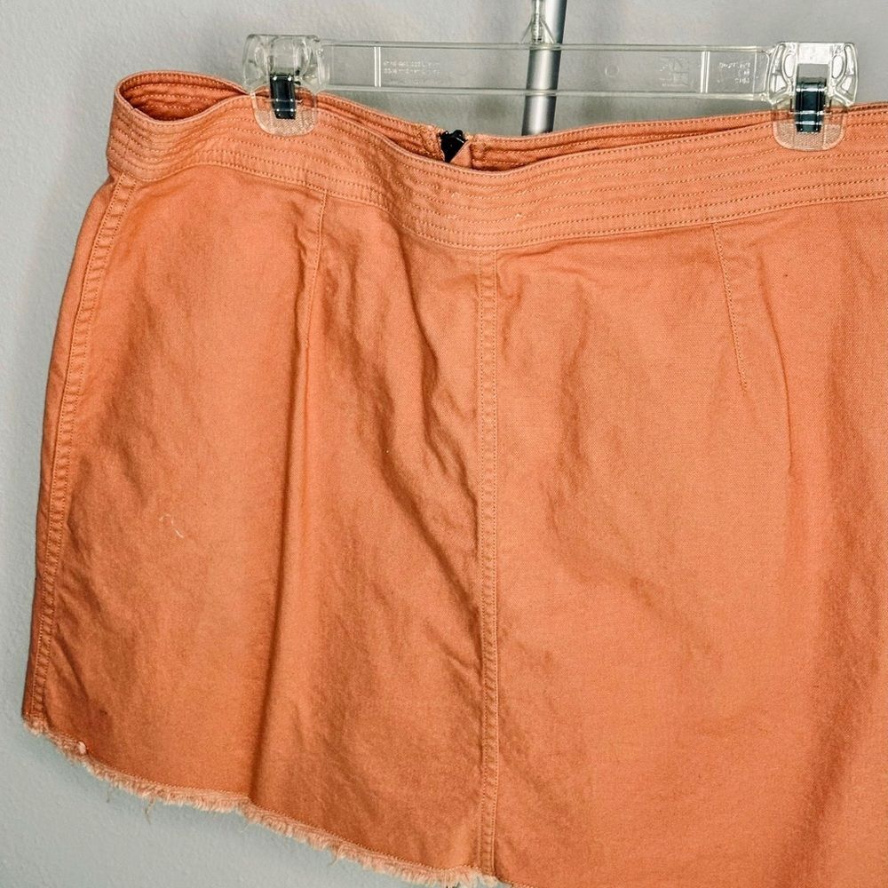 Madewell Zip Front Mini Skirt Womens 27 Pink Peach Good Raw Hem Cotton‎ Twill - Picture 3 of 4